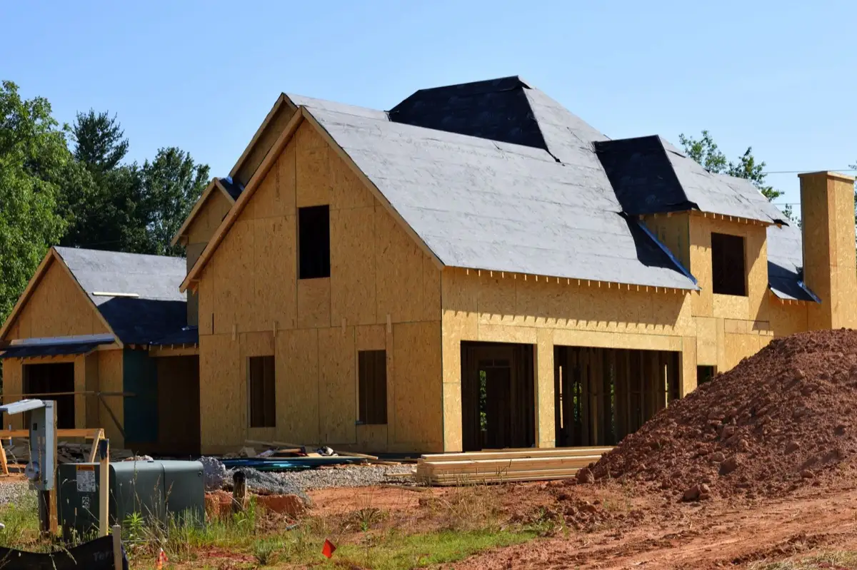 House with new roof decking and synthetic underlayment during a roof replacement in Amarillo, TX